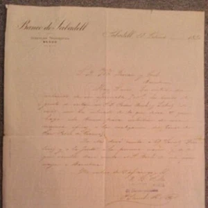 DOCUMENTO BANCO SABADELL 1890 - Imagen 1 de 1