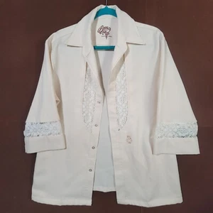 Vintage Iolani Beau Tiki Ivory White Hawaiian Wedding Shirt 100% Lace Size L - Picture 1 of 12