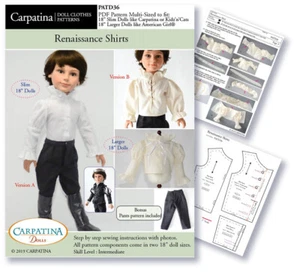 Muñecas niño de 18"" patrón de camisa renacentista para muñecas chicas americanas y carpátina de 18 - Imagen 1 de 5