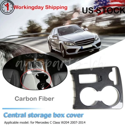 Para 08-14 Benz W204 Clase C Consola Central Portavasos Cubierta Fibra de Carbono Foto 1 de 4