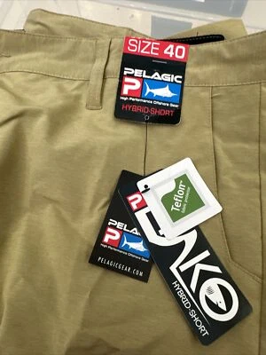 Pelagic Men's Mako Hybrid Shorts Fishing Teflon Quick Dry Color KHA Size 40 - Изображение 1 из 4