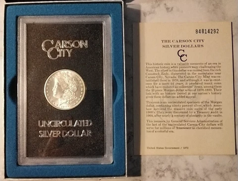 1884 Carson City Uncirculated Silver Dollar LOT#67 Cover