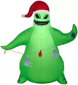 Gemmy luftgeblasener aufblasbarer Oogie Boogie in Nikolausmütze mit Lichterkette, 3,5 Fuß Ta - Bild 1 von 1