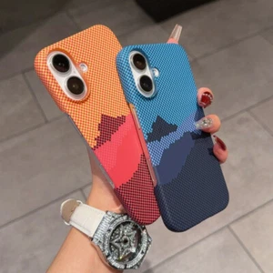 Luxury Ultra Thin Hard PC Carbon Fiber Pattern Matte Case For iPhone 15 14 Pro M - Photo 1 sur 104