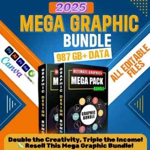 Mega Graphic Design Bundle | 1000GB+ Canva, Photoshop, Illustrator Assets - Picture 1 of 8