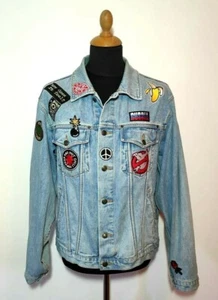 Armani Denim Jacket M/L Custom Made Men Authentic Blue Jean Jacket Hippy Hipster - Picture 1 of 12