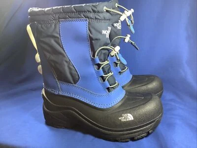 The North Face 632207 Bungee Waterproof Mid Top Snow Boots Black Blue Boys Sz 3 - Image 1 of 4