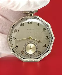 Art Deco 1900s Longines Watch Co. Decagon Manual Pocket Watch 17 Jewels - Picture 1 of 5