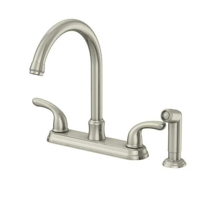 Glacier Bay 67552-1008D2 2-Handle Faucet with Side Sprayer - Stainless Steel