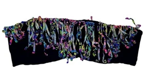 Victoria's Secret Bikini Swim Top strapless Black Womens Medium Large Fringed - Picture 1 of 4