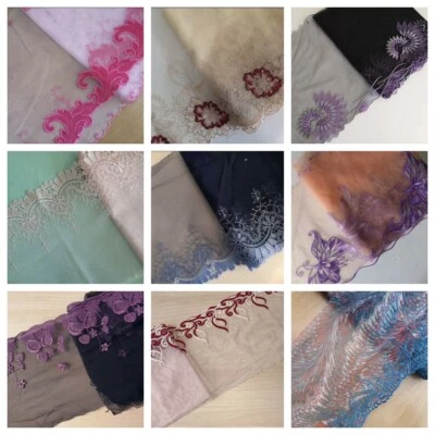 10 YARDS Tulle Lace Combo- 9 Assorted Pattern 6-8" Wide Floral Embroidered tt077 - Image 1 of 4
