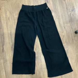 PANTALONES DE PUNTO SONIA RYKIEL PARÍS-PIERNA ANCHA-100% ALGODÓN-CORTADOS-NEGRO-TALLA 36-USADOS-ITALIA - Imagen 1 de 7