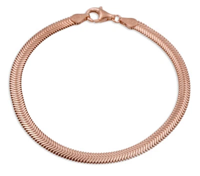 925 ECHT SILBER, ROTGOLD PL*** Armband Schlangenkette flach vergoldet 17-18-19cm - Bild 1 von 3