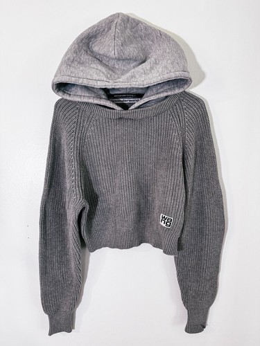Alexander Wang Utility Felpa con Cappuccio Stile Bi Strati Pullover Grigio M