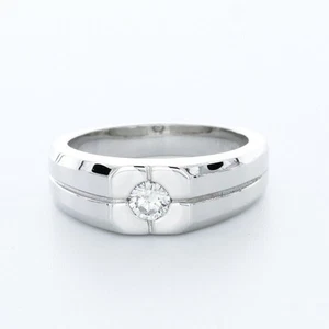 Anillo clásico para hombre de oro de 14 k certificado diamante extraído tierra corte redondo D vs2 1/3 CTW D VS2 - Imagen 1 de 7
