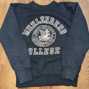 Felpa vintage anni 60 70 Muhlenburg college maglietta mules maglione bambino bambini giovani - Foto 1 di 10