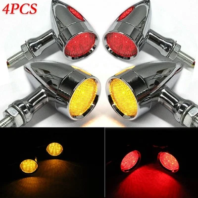 4pcs For Harley Sportster Dyna Bullet Motorcycle LED Turn Signal Blinker Lights Foto 1 de 4