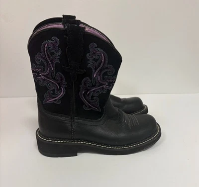 Botas Ariat Fatbaby Heritage Talla 6B Negro Púrpura Costura Interior Peeling Foto 1 de 4