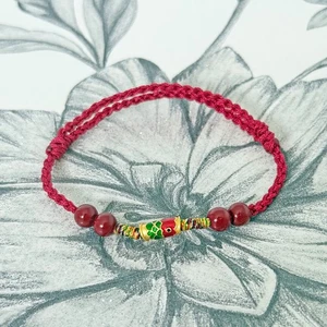Bracciale Lucky Feng Shui Cinnabro Naturale Koi Carpa Pesce Regalo Natale - Foto 1 di 2