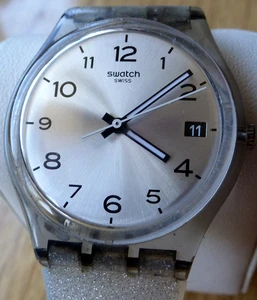 2005 SWATCH WATCH "SILVER GLISTER TOO " LK 343E NEW BATT WORKING ALL ORIGINAL - Picture 1 of 13
