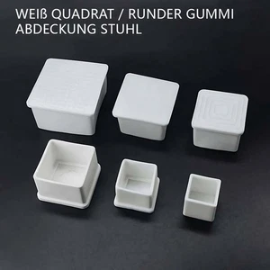 Quadrat / Runder Gummi Abdeckung Stuhl, Tisch, Füße, Röhre Endkappen Weiß - Picture 1 of 33