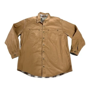 LL Bean Canvas Hemdjacke Herren Gr. L braun Druckknopfverschluss Flanell gefüttert Shacket - Bild 1 von 10