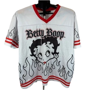 Betty Boop Graphic White Mesh Football Jersey Women's Large - Picture 1 of 9