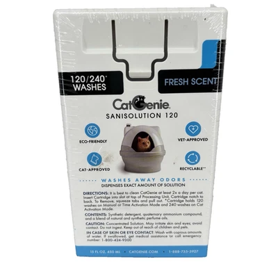 CatGenie SaniSolution 120/240 Washes Cartridge Litter Box Fresh Scent New Sealed - Image 1 of 4