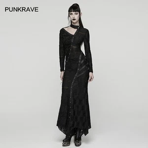 Punk Rave Women Goth Fit Asymmetrical Decadent Dress Adjustable Waist Long Dress - Bild 1 von 14