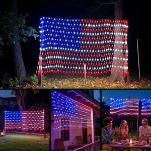 Luci Bandiera Americana da Esterno - 420 Luci Super Luminose Rosso Bianco e Blu, Wa... - Foto 1 di 9