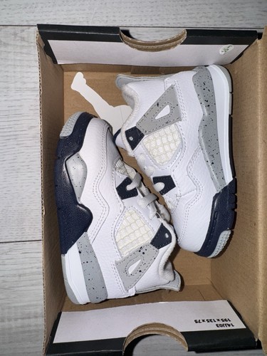 Jordan 4 scarpe da ginnastica unisex bambino bianco midnight navy (taglia: UK4.5)
