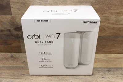 Netgear Orbi 260 Series Wi-Fi 7 Dual-band Mesh System 3.6 Gbps 3500 SQ FT NEW! - Image 1 of 4