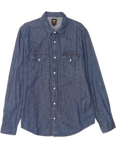 LEE Mens Regular Fit Denim Shirt Large Blue Cotton DV68 - Picture 1 of 3