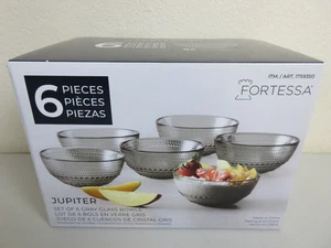 Fortessa Jupiter Glass Fruit Bowl, Set of 6 - Gray (Brand New) - Picture 1 of 7