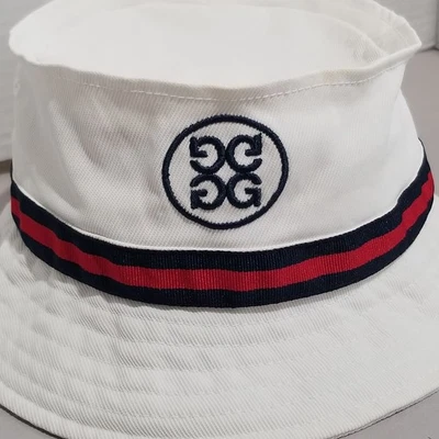 Sombrero de cubo G/Fore Circle G's blanco con borde azul rojo Foto 1 de 4