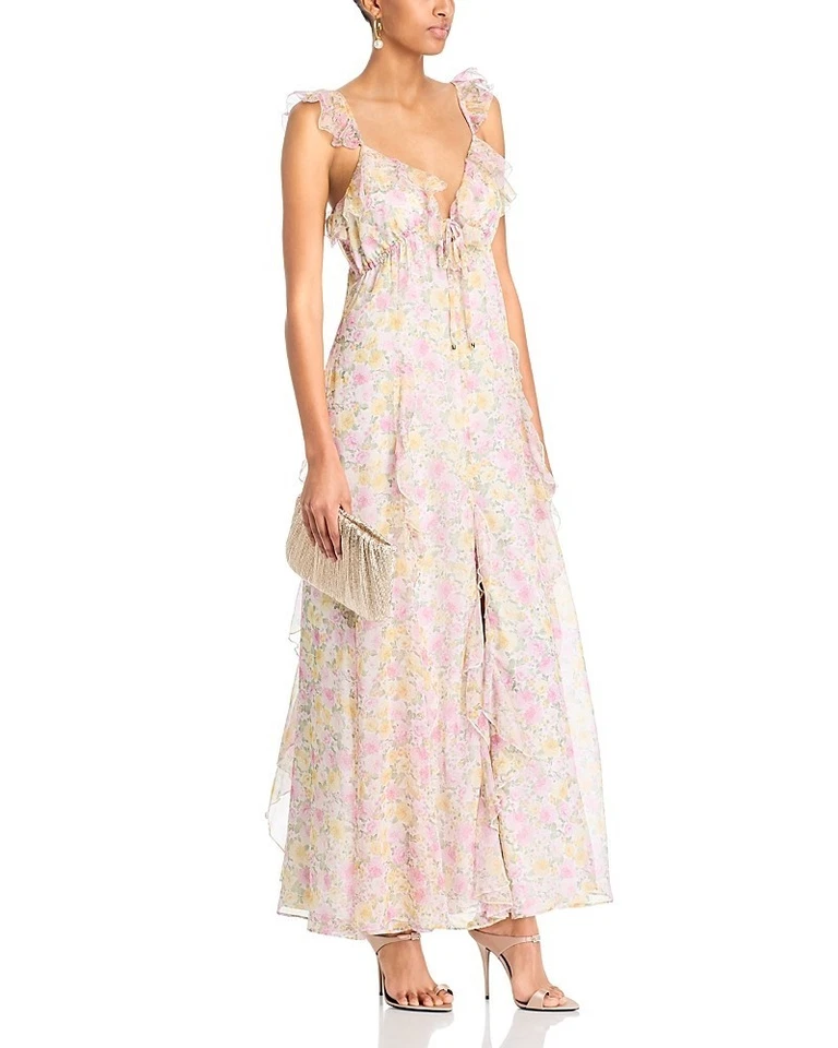 Vestido Aqua Volantes Floral Manga Acampanada Talla M Nuevo Con Etiquetas Foto 1 de 1