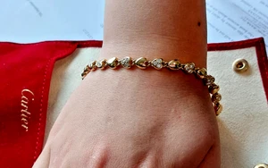 Cartier 18K Yellow Gold Diamond Heart Link Bracelet (18ct not 9ct 14ct) - Picture 1 of 24