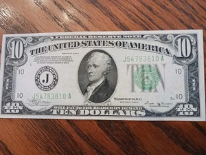 1934 B Federal Reserve Note - $10.00 Note - Kansas City - Near Uncirculated - Picture 1 of 6