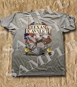 T-shirt 6th Texas Cavalry CSA tema guerra civile americana colore cenere - Foto 1 di 1