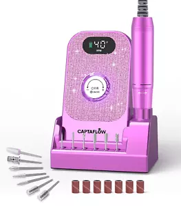 Taladro de uñas profesional lima eléctrica: taladro de uñas portátil de 40000 rpm, diamante rosa - Imagen 1 de 7