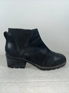 Botas Chelsea Sorel para mujer Cate 9,5 NL3712-010 botín de cuero negro Preppy Biker - Imagen 1 de 19