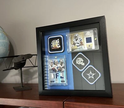 Dallas Cowboys NFL 1/1 Memorabilia Shadow Box Tony Romo, Miles Austin Dez Bryant - Image 1 of 4
