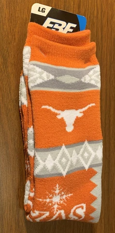 Texas Longhorns Men's Socks Large - Shoe Size 10 to 13 Holiday Christmas UT  NEW Cover
