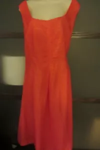 Jones Studio Dress Size 22W Lined Sleeveless Orange Crochet Overlay shift A Line - Picture 1 of 4