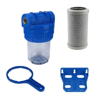 Wasser Filtergehäuse 5" 3-teilig 1/2" IG Messing Vorfilter Garten + Aktivkohle - Bild 1 von 3