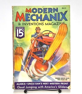 VINTAGE MARCH 1936 MODERN MECHANIX MAGAZINE CORKSCREW SNOWMOBILE GREAT COVER ART - Bild 1 von 4