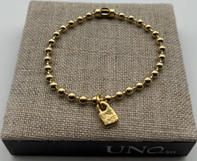 NEW Uno de 50 Emotions 18K Gold Plated Beaded Bracelet Size Medium - Image 1 of 4