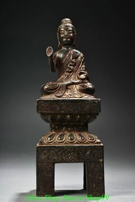 9" antiguo templo budista tibetano bronce dorado Buda de la dinastía Wei del Norte estatua Foto 1 de 4