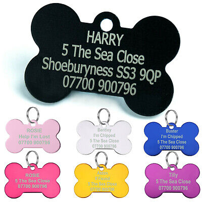Dog Tag Personalised Engraved ID Pet Tags Cat Identification Collar Name Tag • 2.99£