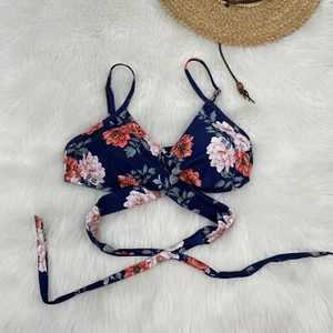 Bikini Top push up -Wrap Swimwear size L floral print adjustable strap - Picture 1 of 5